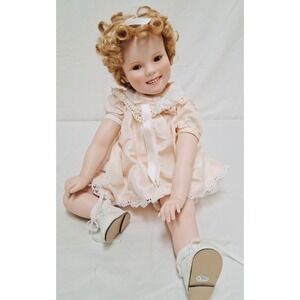 Danbury Mint Shirley Temple Doll Girl OS Peach Lace Porcelain 1996 MBI Excellent